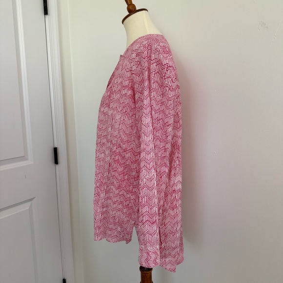 Ro’s Garden Tuckernuck Popover Blouse 100% Cotton Geometric Preppy Womens M - Picture 4 of 11